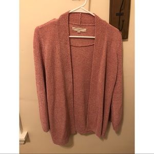 LOFT Chenille Pink Flared Caridgan